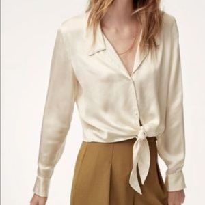 Aritzia Tie-Front Blouse in Color "Avorio", Size XS